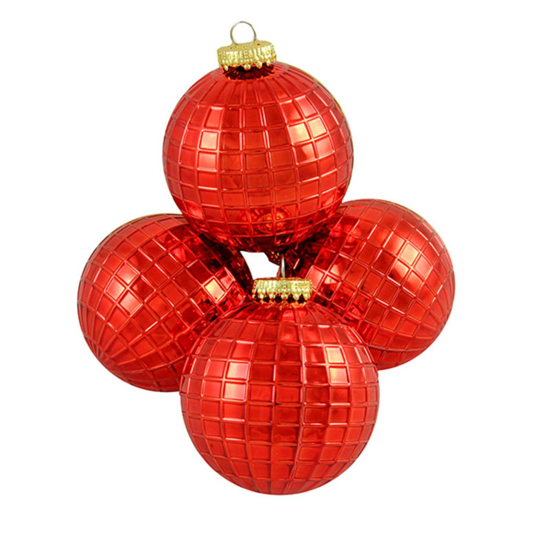 Ornement boule de Noël brillant incassable, Rouge