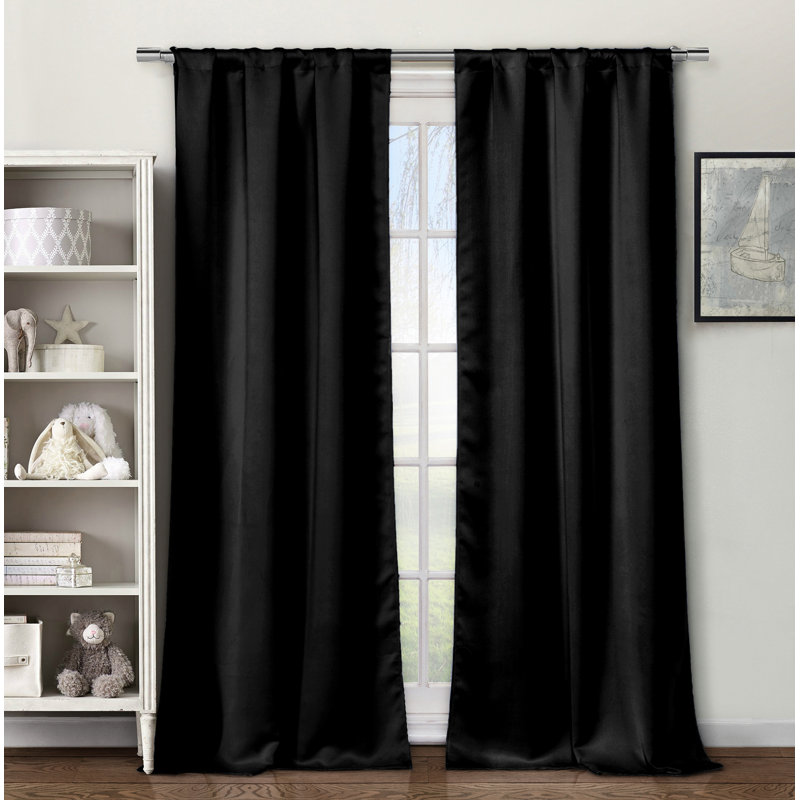 Larson Blackout Curtain Pair, 27'' W x 84'' L, Black