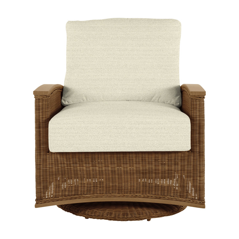 Outdoor Astoria Swivel Glider Wicker Chair with Cushions, No welt + Standard fill, Rollo Lace, Raffia/Oak