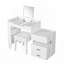 Meuble-lavabo 3 en 1 avec miroir rabattable, éclairage à DEL, longueur réglable et grands tiroirs - Coiffeuse multifonctionnelle élégante pour la maison, blanc-1335632458
