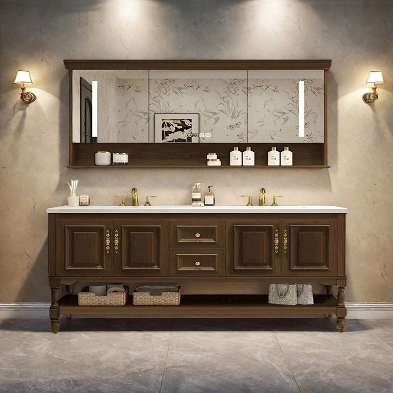 Armoire de salle de bain style campagnard américain, H 31,49 po x l 78,74 po x P 21,65 po