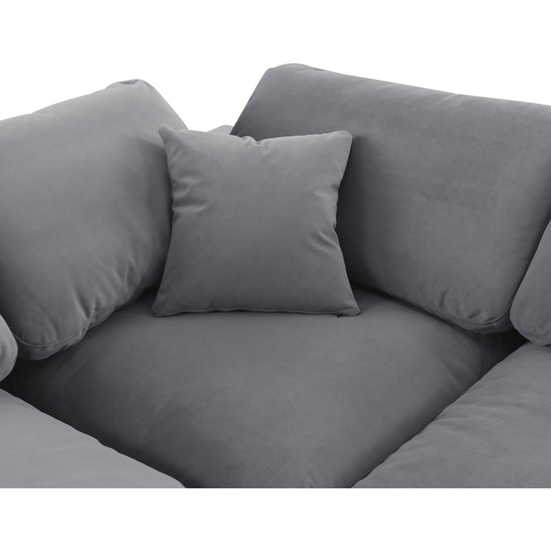 Canapé modulaire réversible en velours de 160 po Homero, Velours gris
