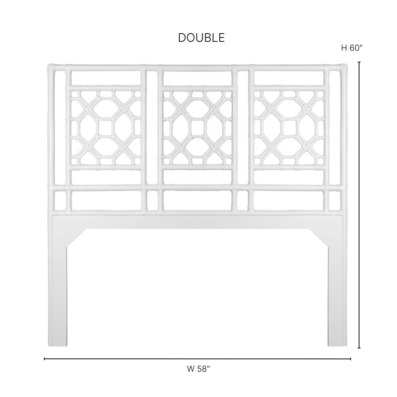 Lattice Back Open-Frame Rattan Headboard, White, Full