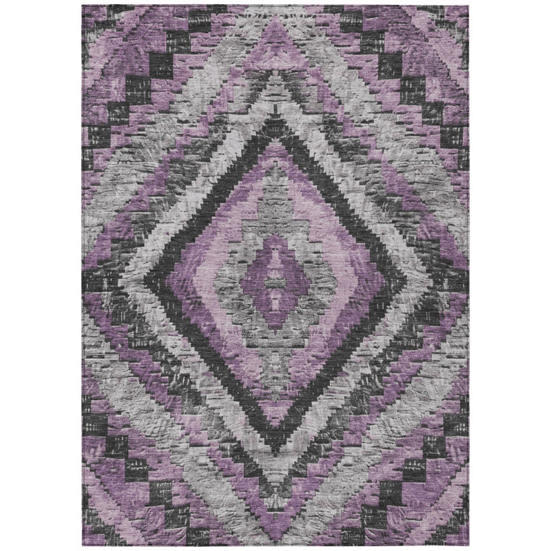 Machine Washable Indoor/Outdoor Xhevrie Lavender Rug, Rectangle 2'6" x 3'10"