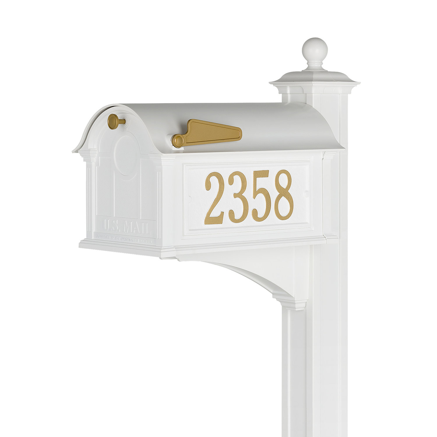 Personalized Post-Mounted Mailbox, White, Yes