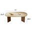 Table de salle à manger ovale 71 po pour 6 personnes, table de cuisine en faux marbre 71 po, pieds en bois massif-248090809