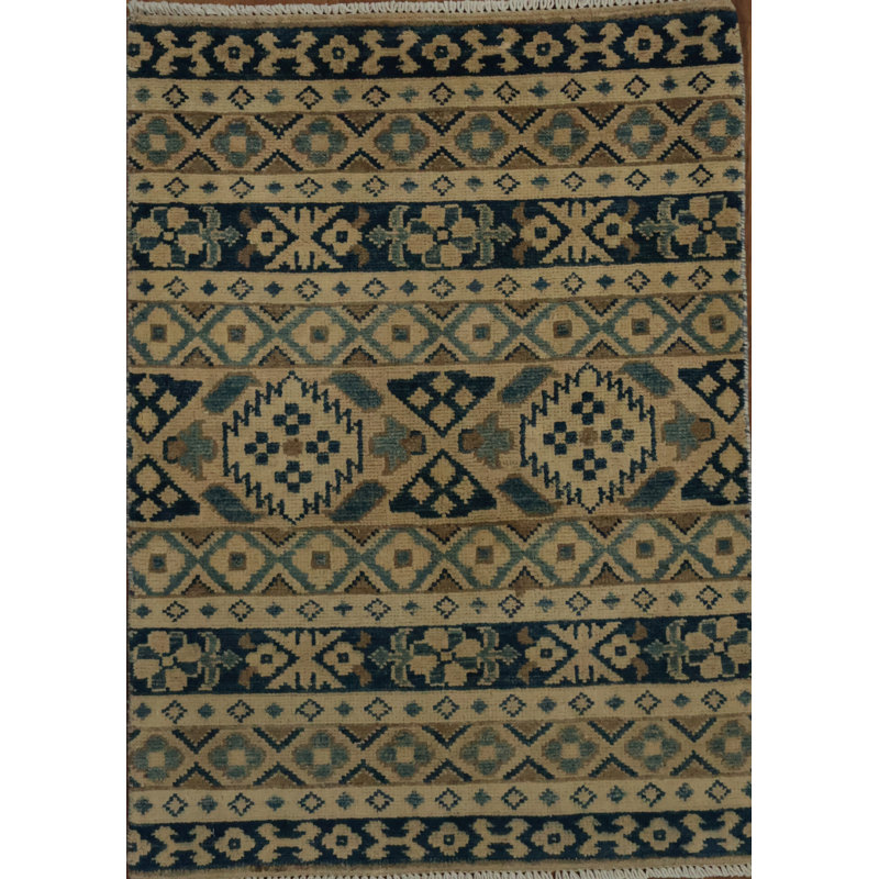 Tapis de style rétro avec motifs complexes et motifs géométriques 2 x 3