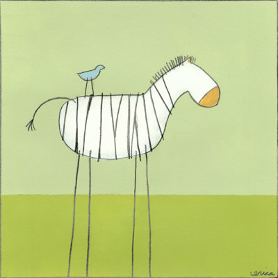 Stick-Leg Zebra I by June Erica Vess - Wrapped Canvas Print