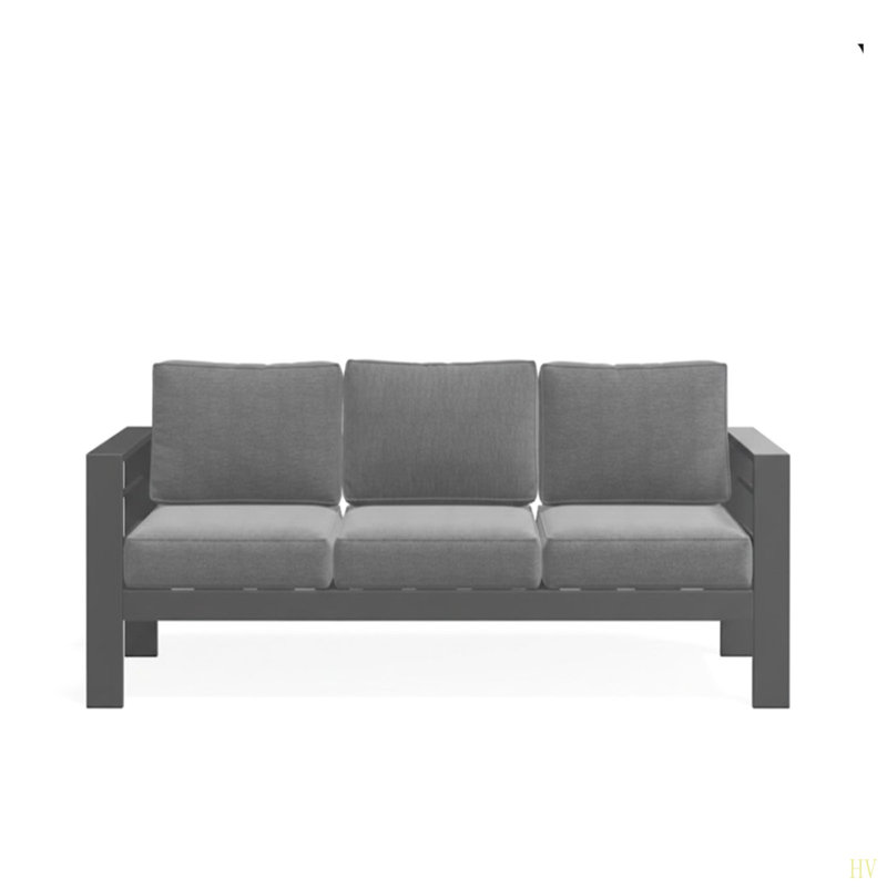 75" All-Weather Metal 3-Seat Patio Sofa Couch With Thick  Cushions &  Frame, Gray