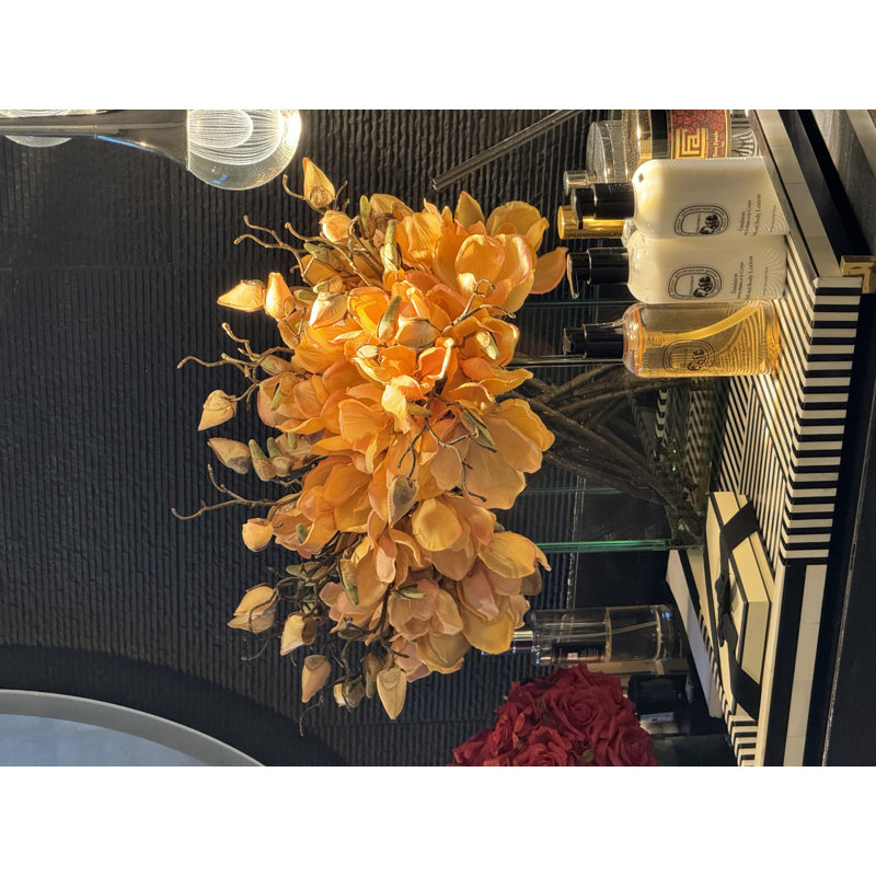 Magnolia Arrangement in Vase, Orange