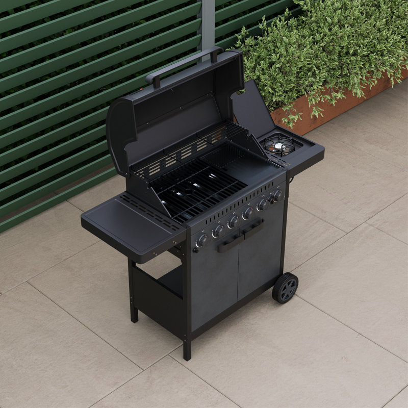 Charles Bentley 6 - Burner Freestanding Propane 63463 BTU BTU Gas Grill with Side Burner and Cabinet