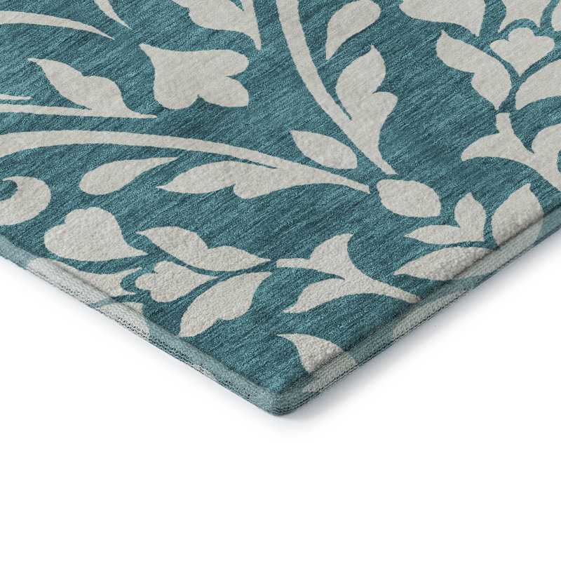 Premium Machine Washable Prisco Teal Rug, Rectangle 8' x 10'