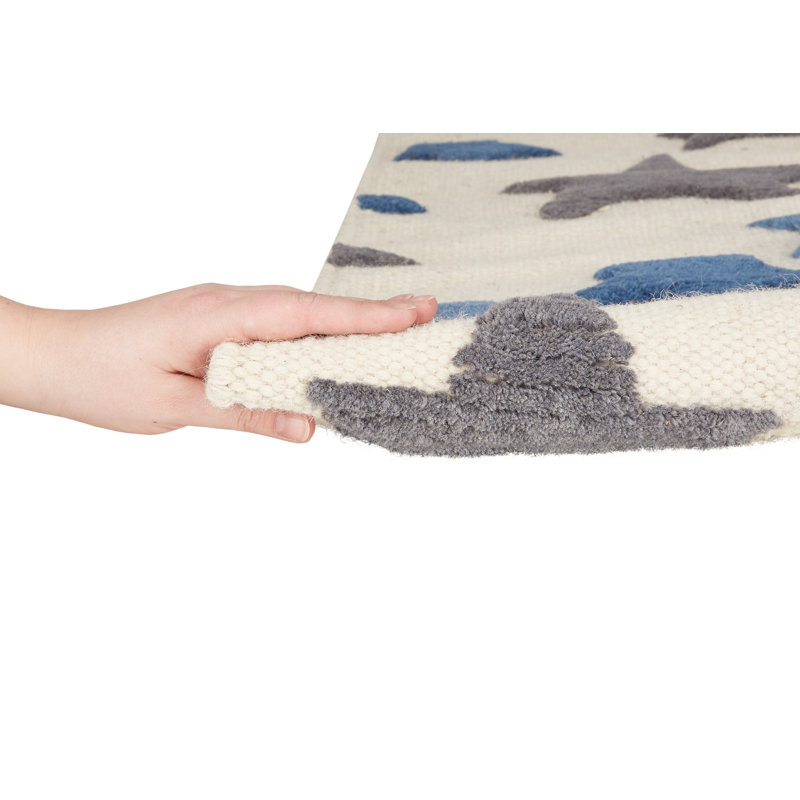 Geometric Wool Hand Woven Area Rug, Rectangular 100 x 160cm