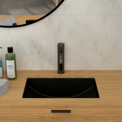 Lavabo encastré en céramique noire 18,79 lb, conception sophistiquée, teinture, installation peu encombrante, salle de bain de 21 po x 14,72 po, drainage de l'eau simple et efficace, configuration verticale