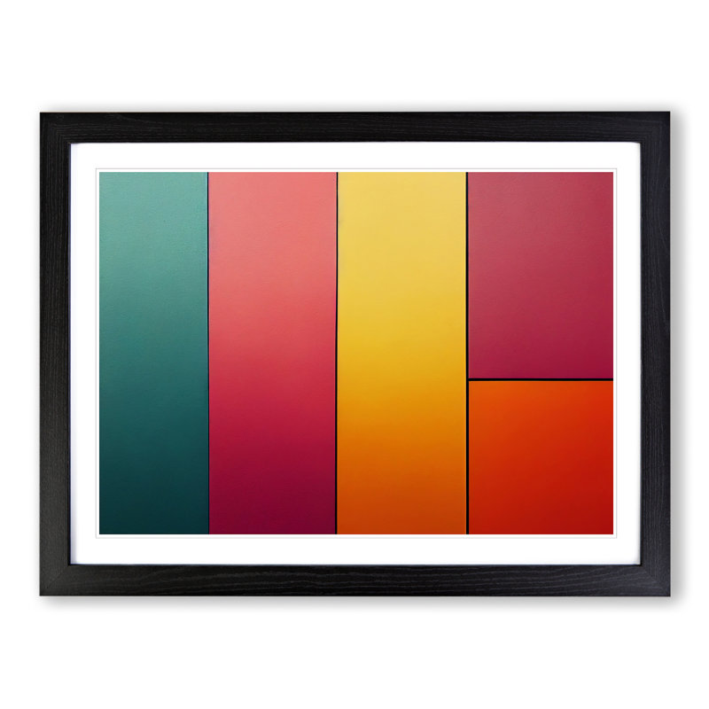 Abstract Block Colour Vol.6 - Single Picture Frame Print, 46cm H x 64cm W x 2cm D, Black