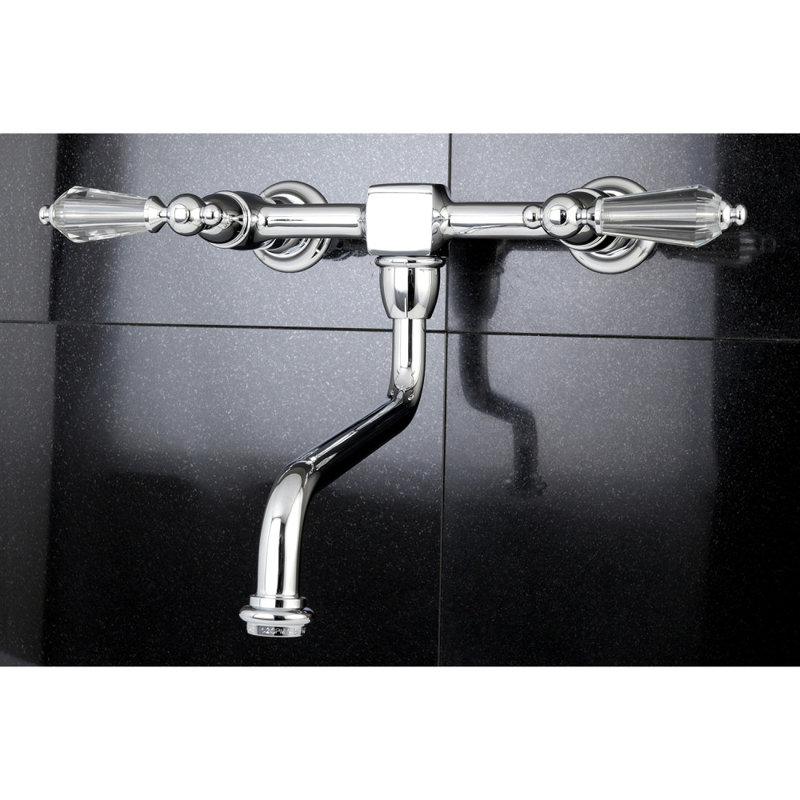 Kingston Brass Wilshire Two-Handle 2-Hole Wall Mount Bathroom Faucet, Polished Chrome