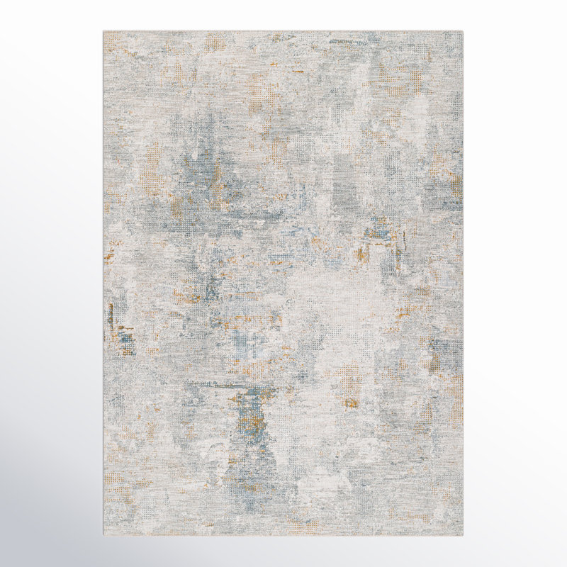 Propes Abstract Gray Area Rug, Rectangle 10' x 14'