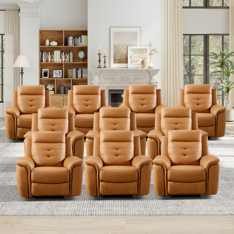 Fauteuil inclinable électrique en cuir végétalien ultra doux 39,4 po Alverez, Similicuir orange
