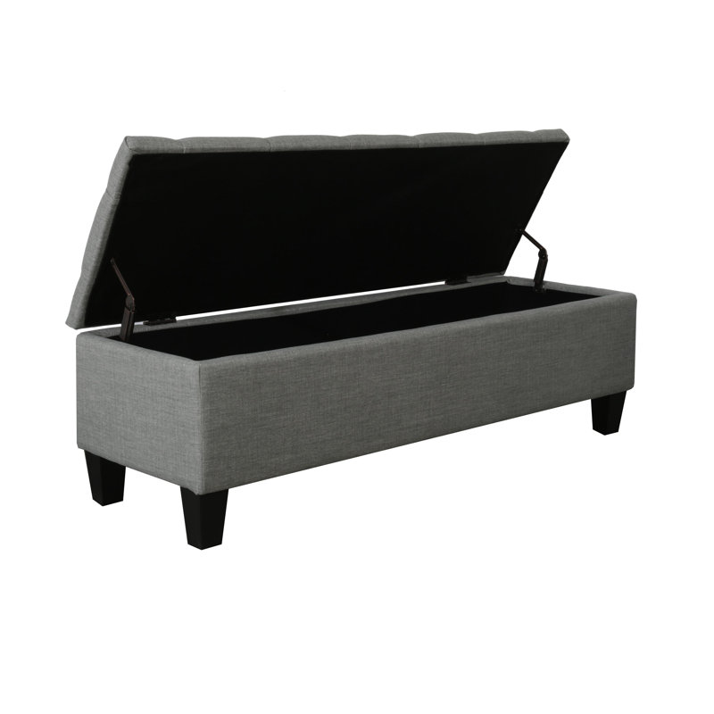 Banc de rangement capitonné Cristalina, Gris foncé