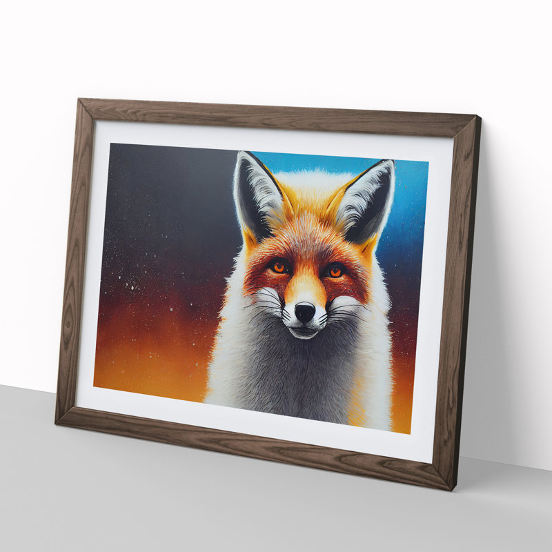 Welcoming Fox - Framed Print, 25cm H x 34cm W x 2cm D, Walnut Framed
