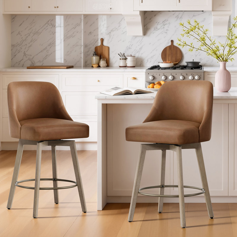 Swivel Upholstered Counter Stool, Brown
