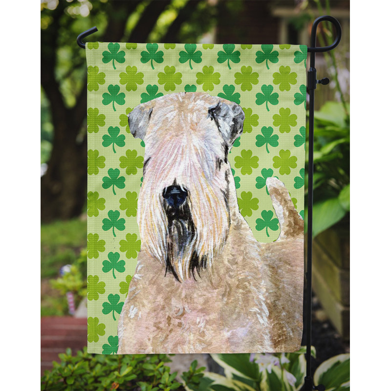 Drapeau de jardin à 2 côtés st. patrick day trèfle, Terrier blond à poil doux