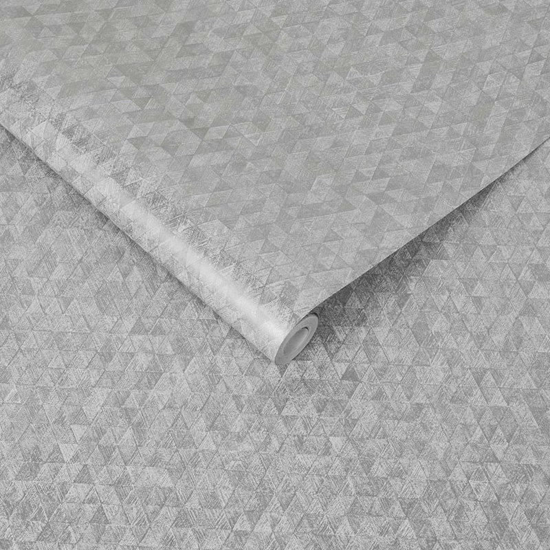 Trinity Geometric Metallic Wallpaper Roll, Silver