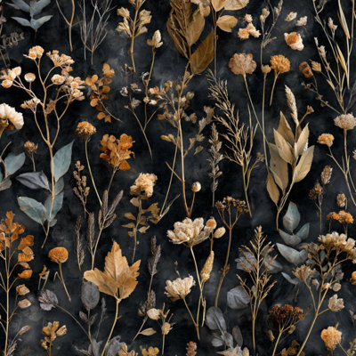 Papier peint adhésif à motif floral vintage foncé, fleurs séchées pressées, amovible et autocollant, pour chambre, cuisine, placards, 61 cm x 300 cm
