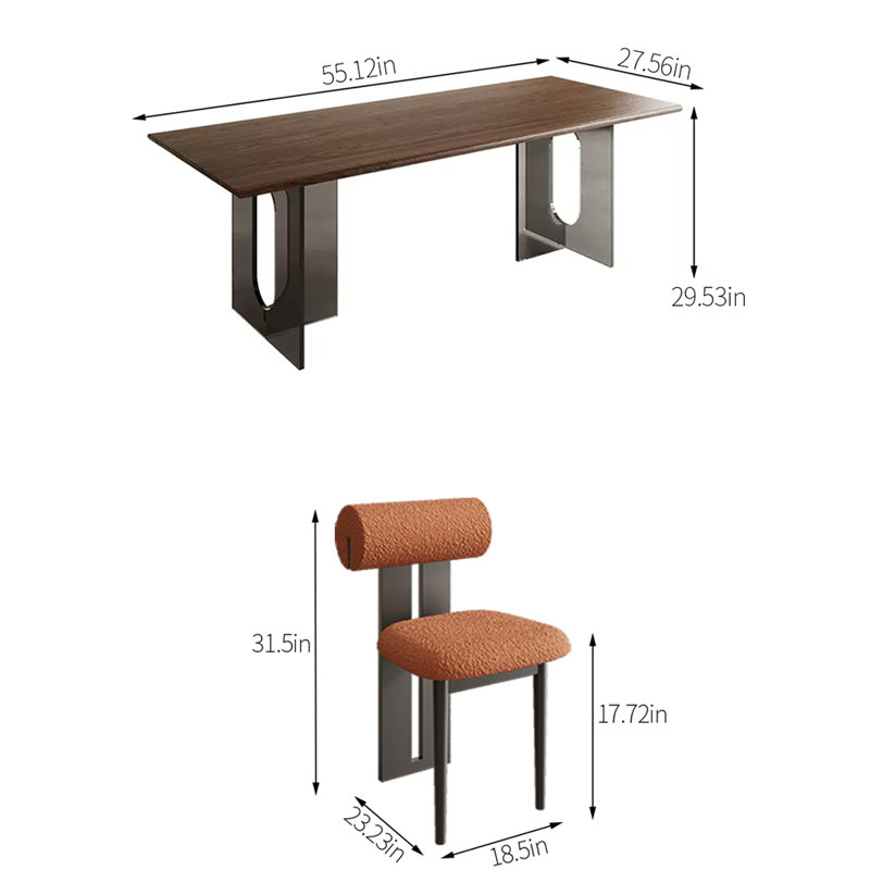 Ensemble de salle à manger rectangulaire, H 29,53 po x L 55,12 po x l 27,56 po