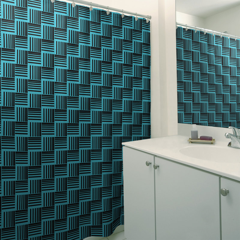 Rideau de douche simple basketweave rayures classic, Bleu acier