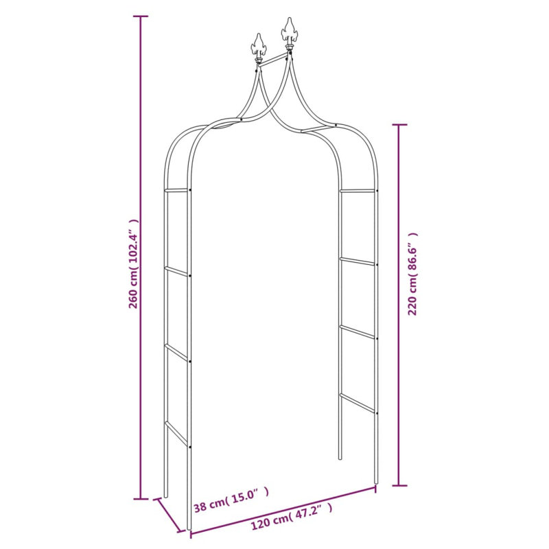 Prasad 120cm W x 38cm D Steel Arbour in Black