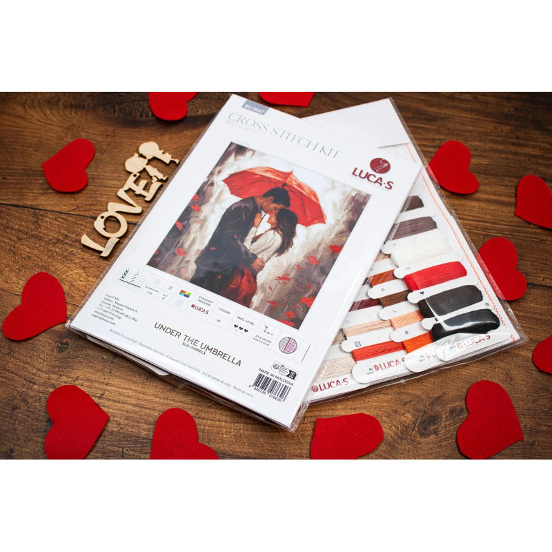 Ensemble de points de croix comptés sous le parapluie Couple romantique par Luca-S bu5047l
