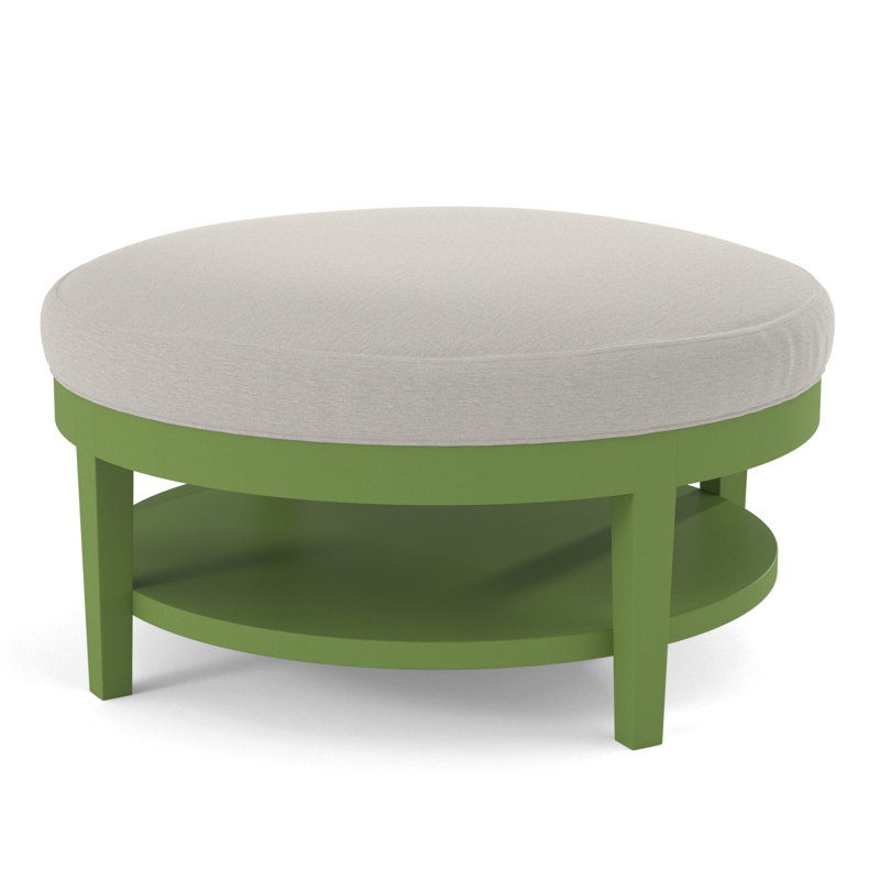 Midtown Upholstered Ottoman, Celery Finish, White Performance Fabric; 0851-94