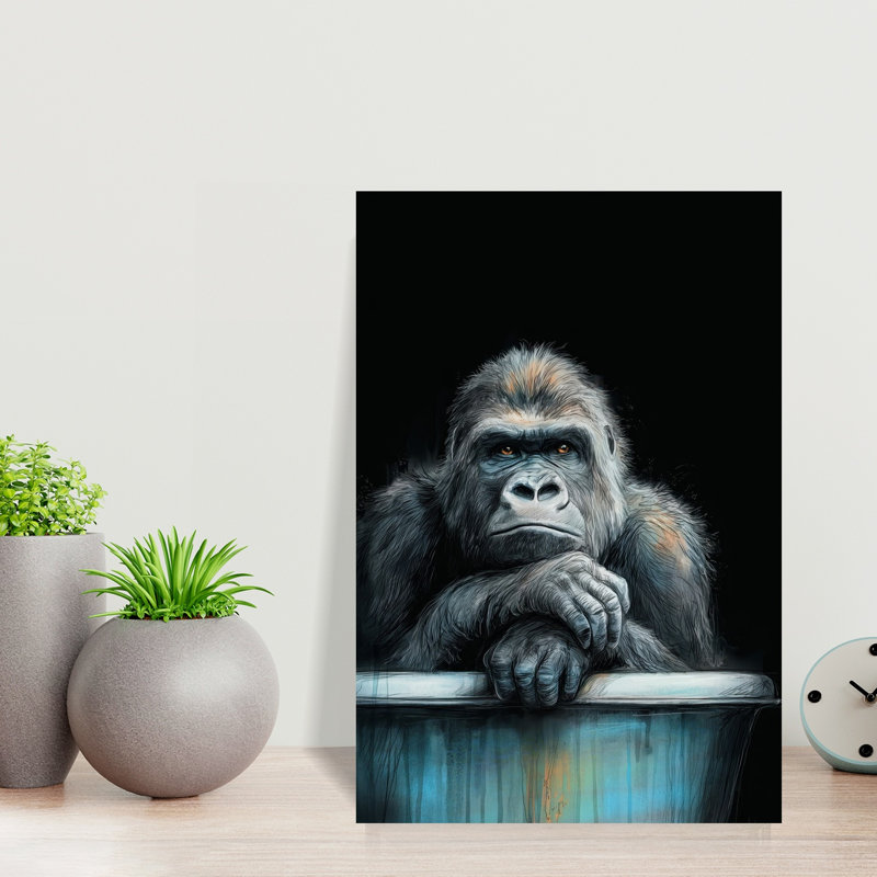 Gorilla In Bathtube 6 Contemporary Gorilla Monkey Animal Wall Art, 18" H x 12" W