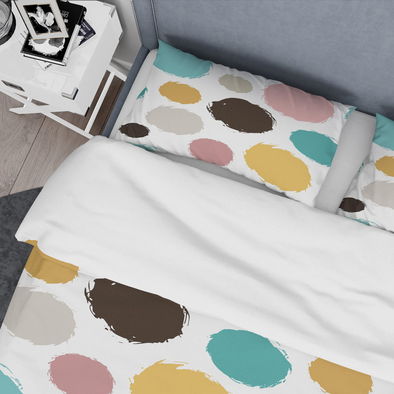 Motif de cercles multicolores - ensemble de housse de couette abstrait - polyester microfibre