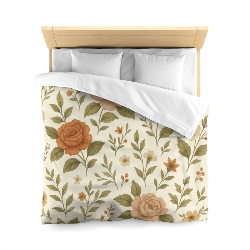 Microfiber Duvet Cover Boho Style, Design 61, Queen Duvet Cover, White
