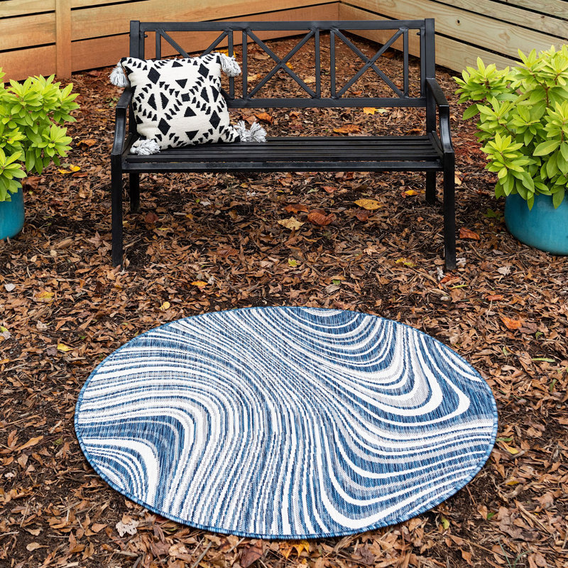 Outdoor Iris Area Rug Lakeside Color, Round 4'