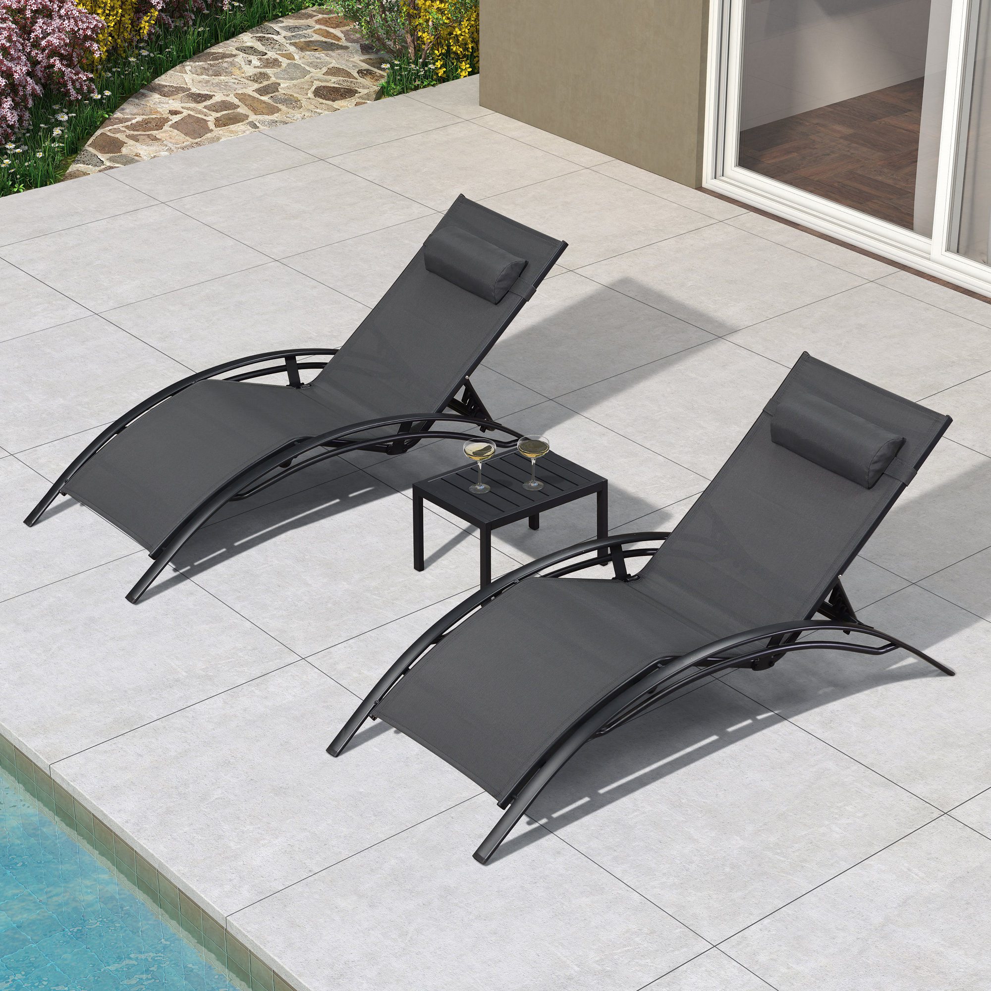 Éléments D'aquarelle Dessinés à La Main Paire De Chaises Longues De