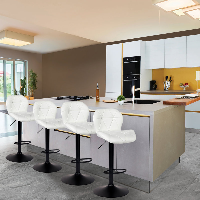 Ensemble de 4 tabourets de bar à hauteur réglable Ambus, Blanc