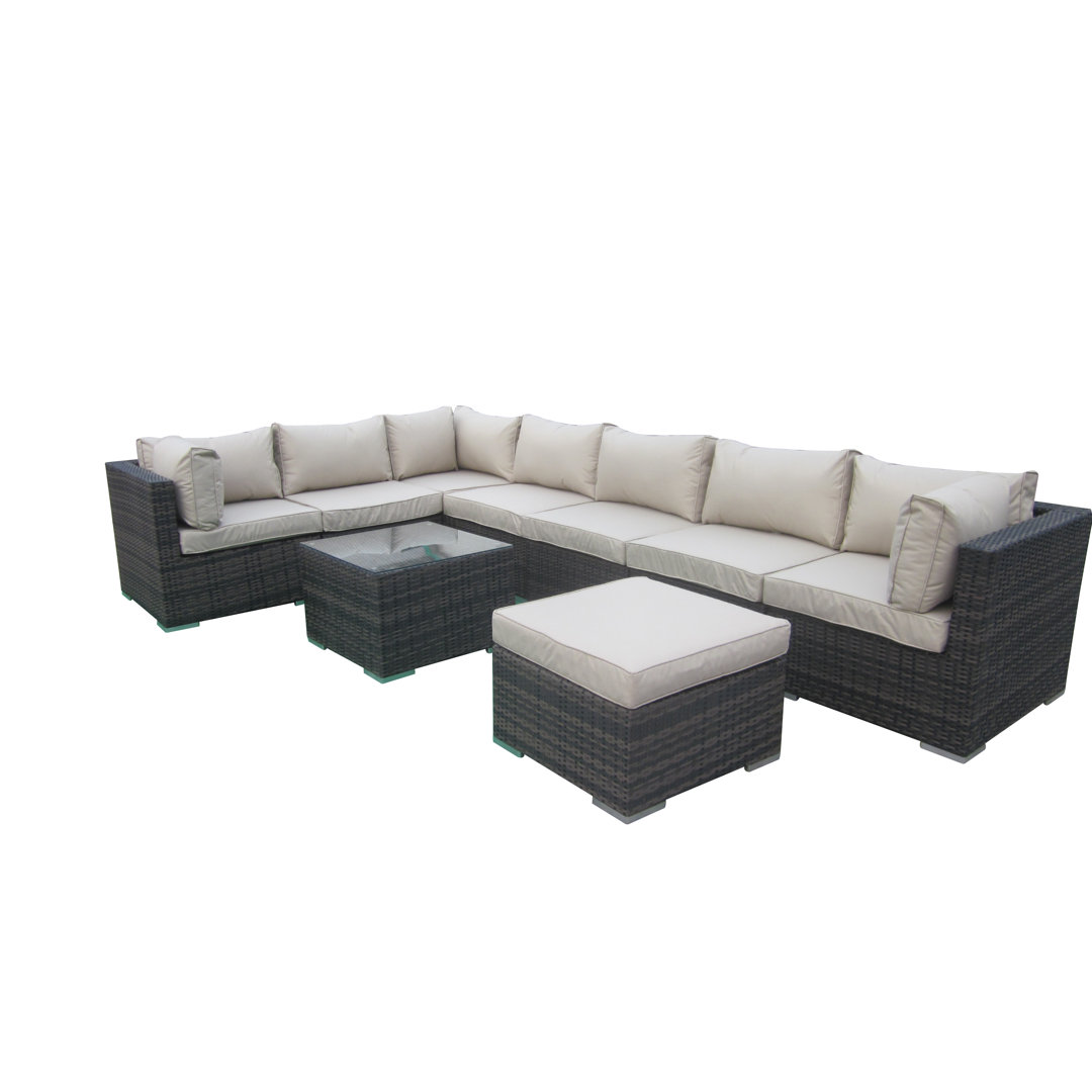 9-Sitzer Lounge-Set Fitzgibbons aus Rattan mit Polster