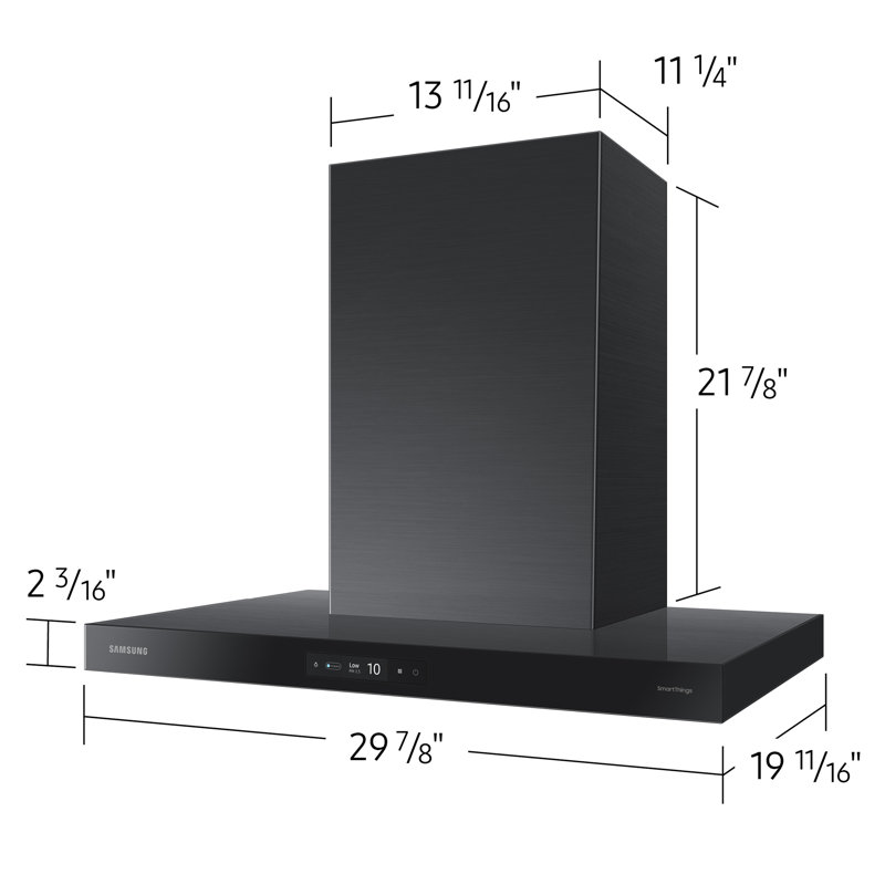 30" Clean Deep Charcoal Stainless Steel Wall Mount Hood