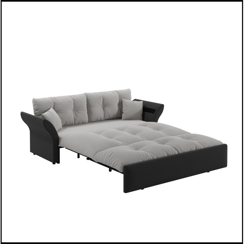 Grand canapé-lit escamotable, canapé-lit capitonné convertible 3-en-1, Gris