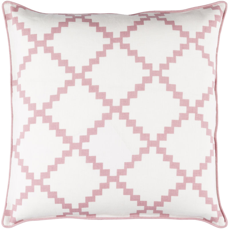 Square Linen Pillow Cover & Insert, 18" H x 18" W, Salmon, Down