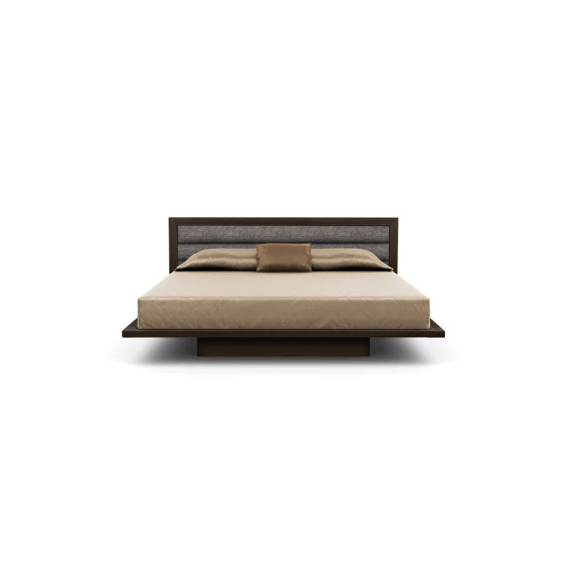 Moduluxe 29" Bed with Upholstered Headboard, Queen, Sterling Fabric, Smoke Cherry
