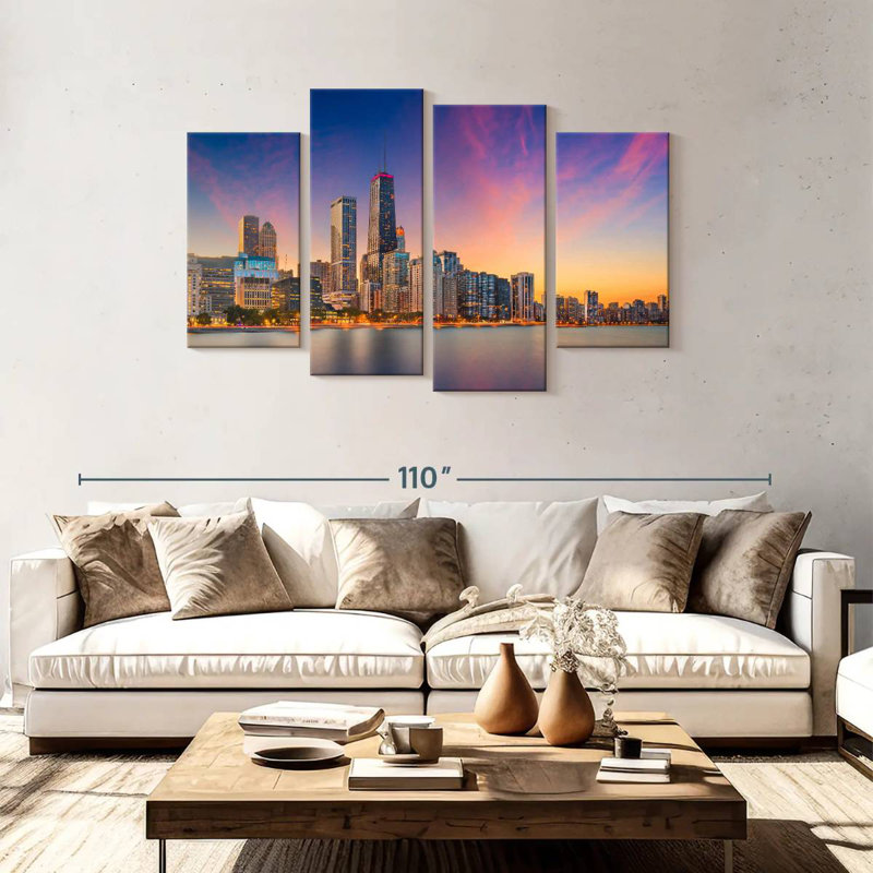 Keesha Chicago Sundown Cityscape, 48" H x 75" W