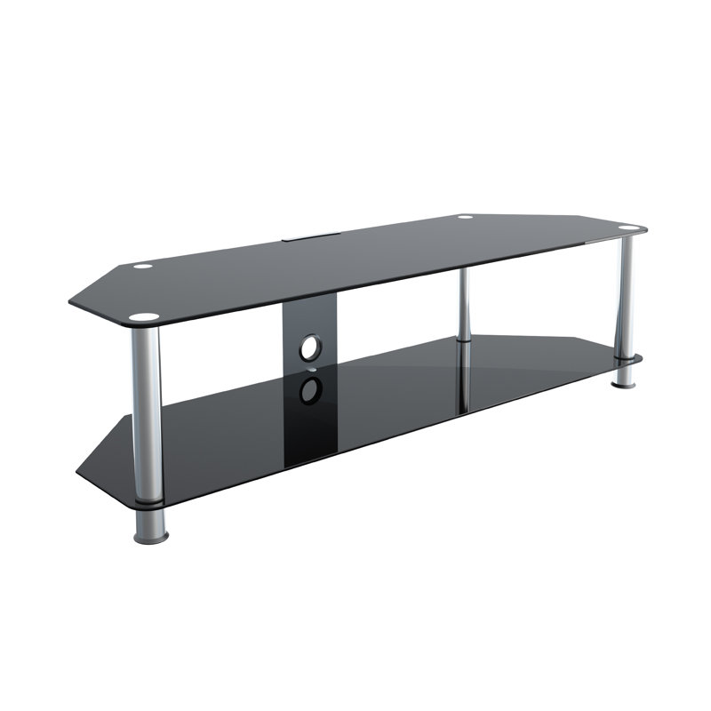 Episkopi Unfinished TV Stand for TVs up to 65", Black/Silver/Chrome