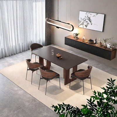 Sintered stone rectangle dining table set
