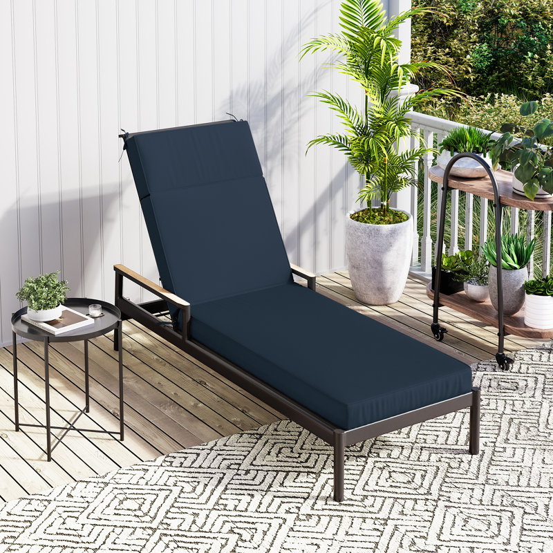 Wynee Outdoor 4'' Chaise Lounge Cushion (1 Pcs), Navy Blue, 72" W x 21" D 