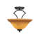 Zilo Semi-Flush 2-Bulbs Shown In Dark Granite Finish With 12" Cayenne Linen Glass