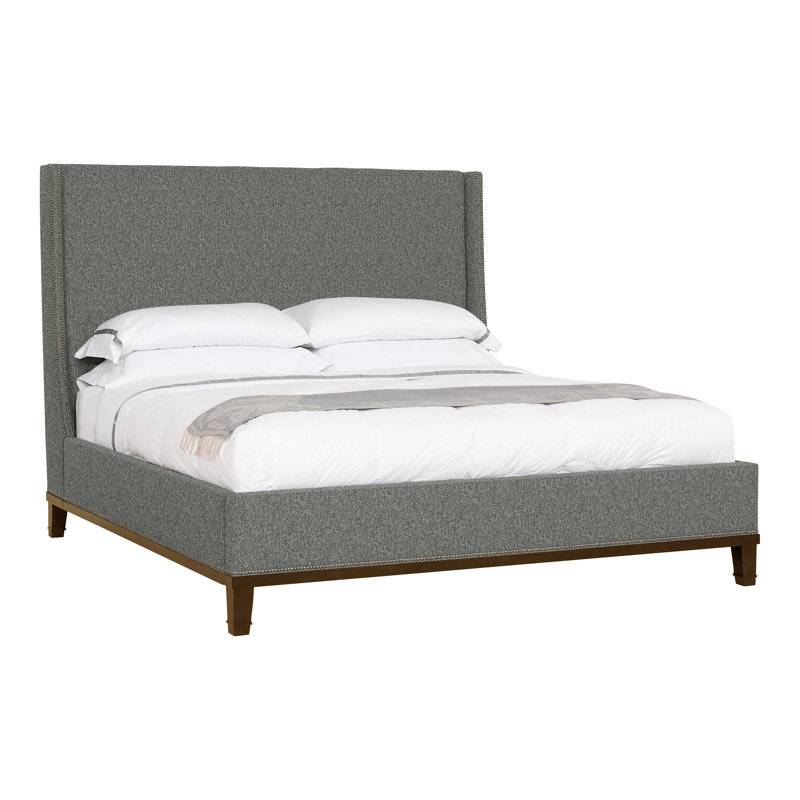 Michael Weiss Upholstered Wingback Bed, Ian Pewter, Havana